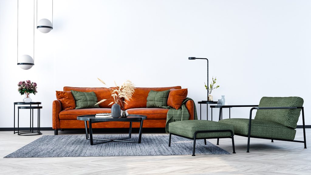 Orange soffa