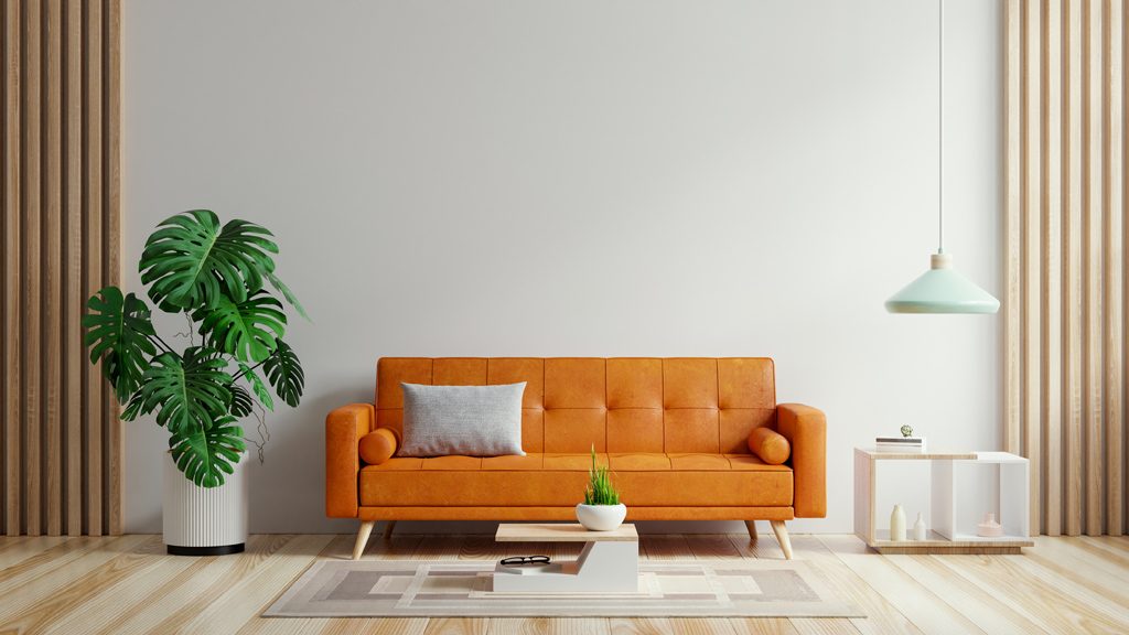 Orange lädersoffa