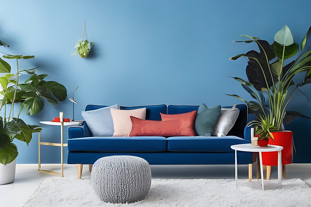 Inspiration och inredning till blå soffa
