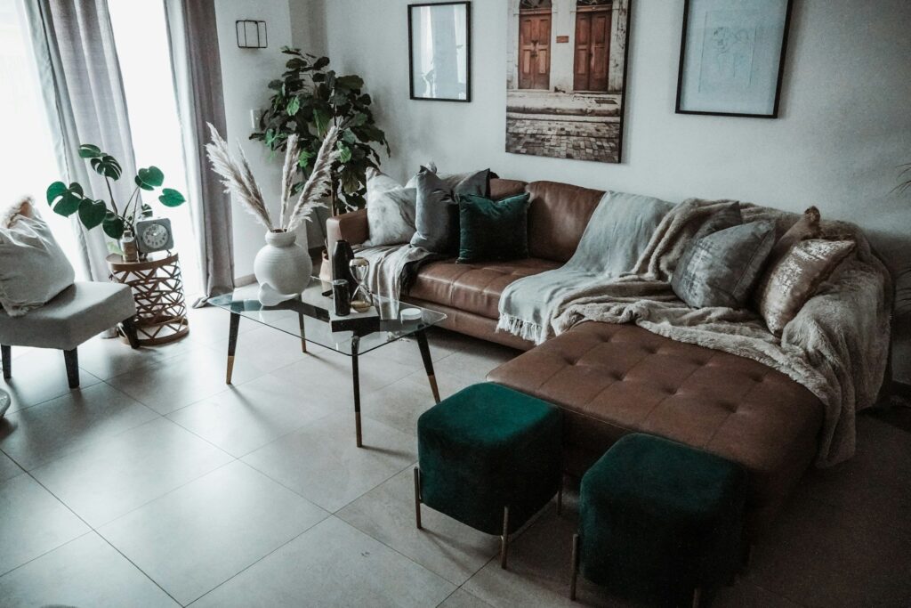 Brun divansoffa