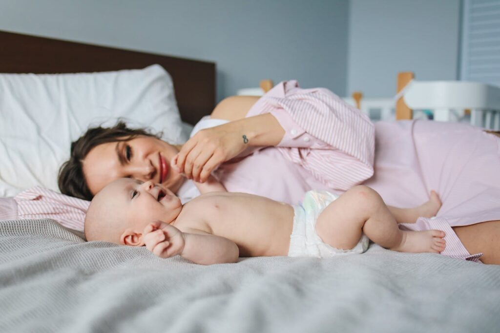 Mamma med bebis